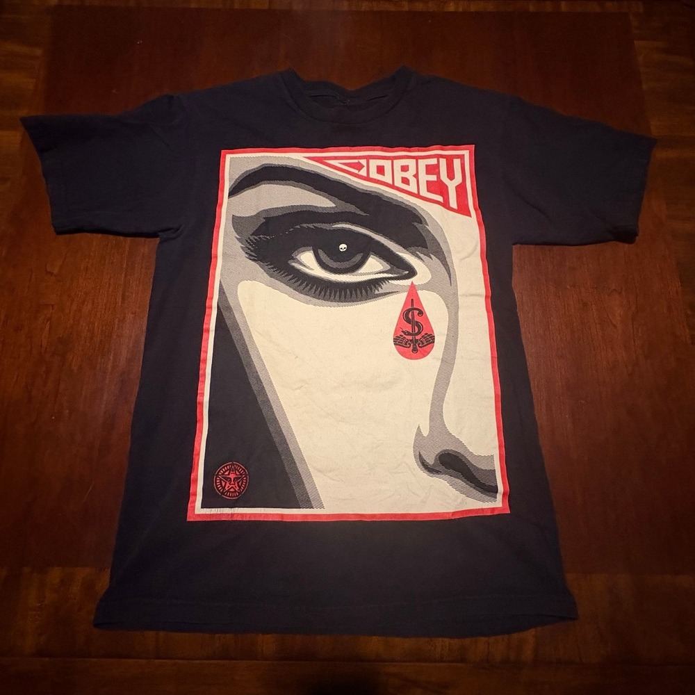 OBEY Tear Drop Eye Graphic T-Shirt Size M Black Shepard‎ Fairey Streetwear